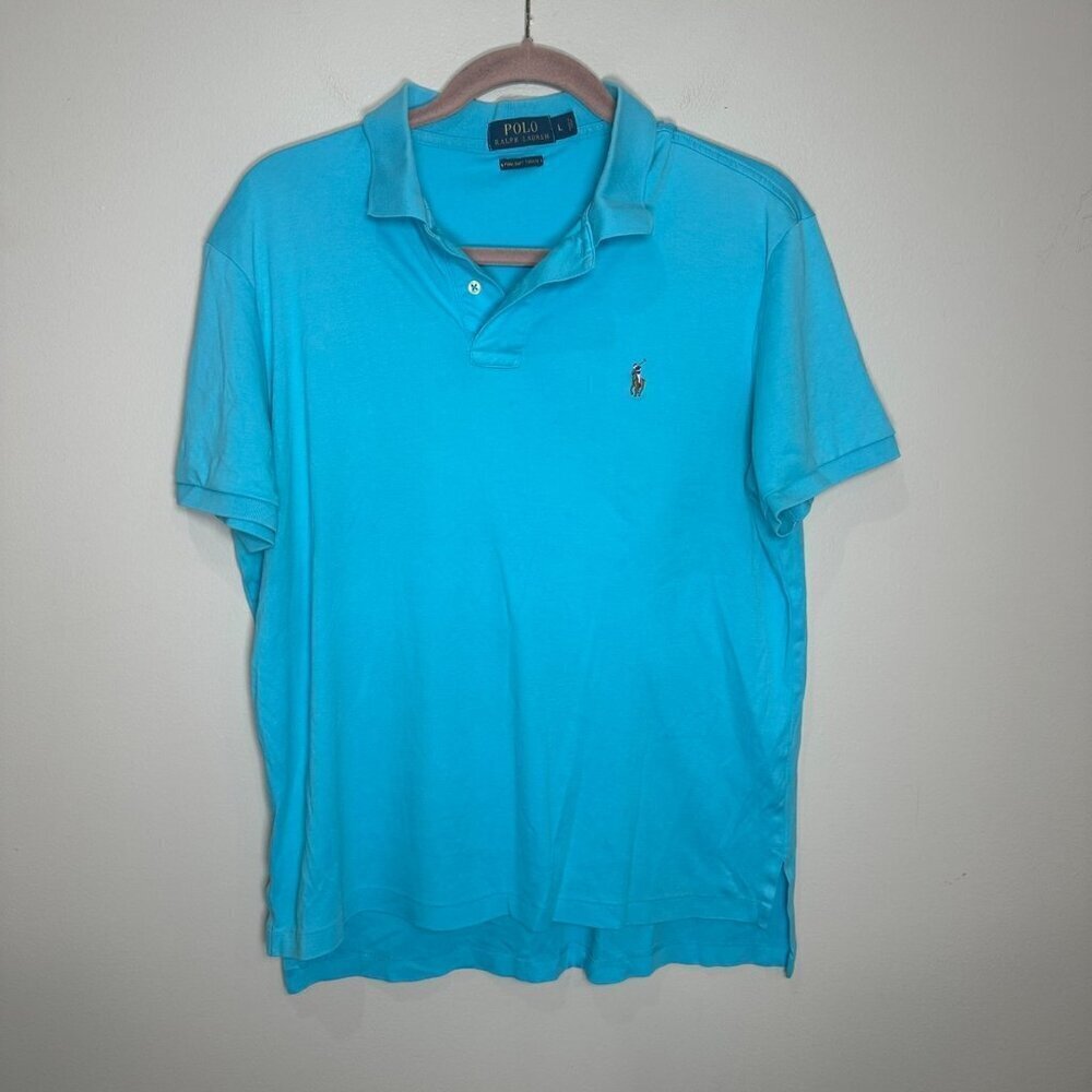Polo by Ralph Lauren Polo Shirt Mens L Blue Cotton Short Sleeve Collared Casual